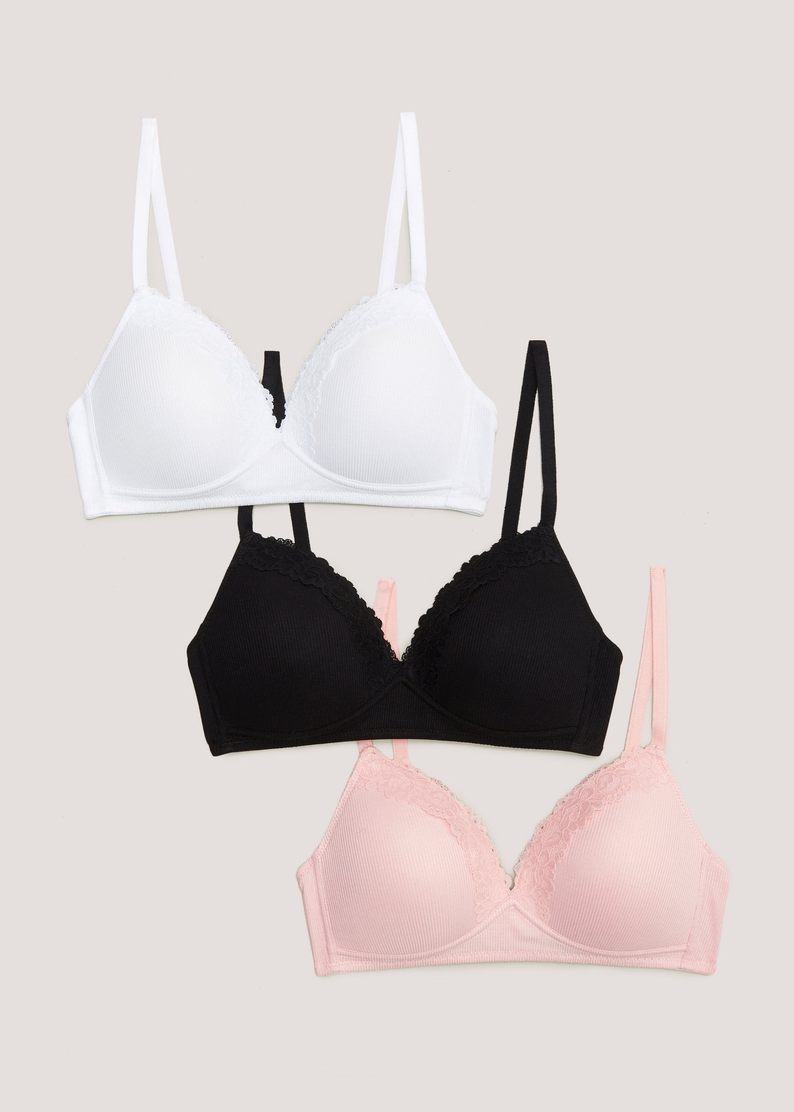 Buy 2 Pack Non Wired Lace Padded Bralettes Online in Oman from Matalan