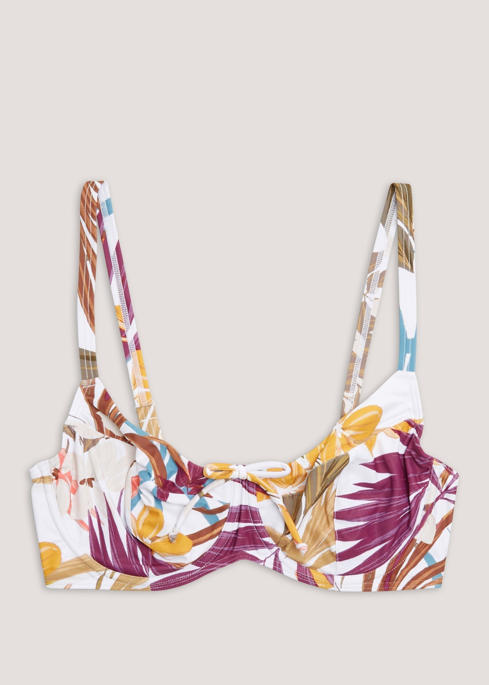 DD+ Black Leaf Print Bikini Top - Matalan