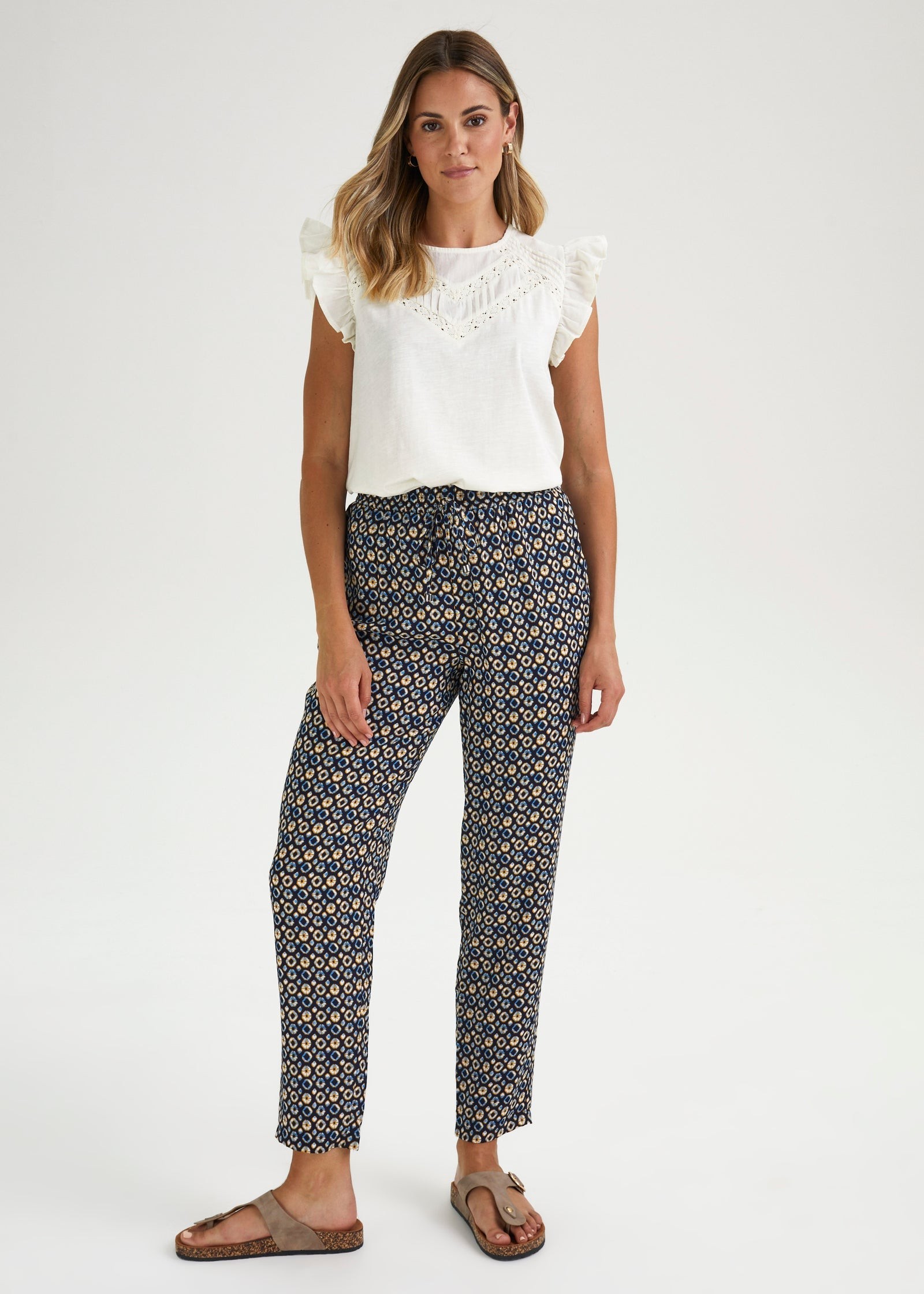 Buy Black Print Plisse Cropped Trousers Online in UAE from Matalan