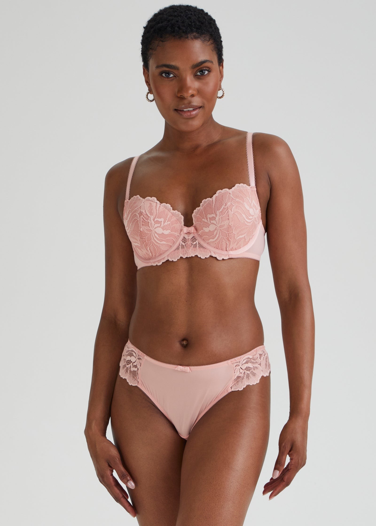 Pink Lace Detail Bra - Matalan