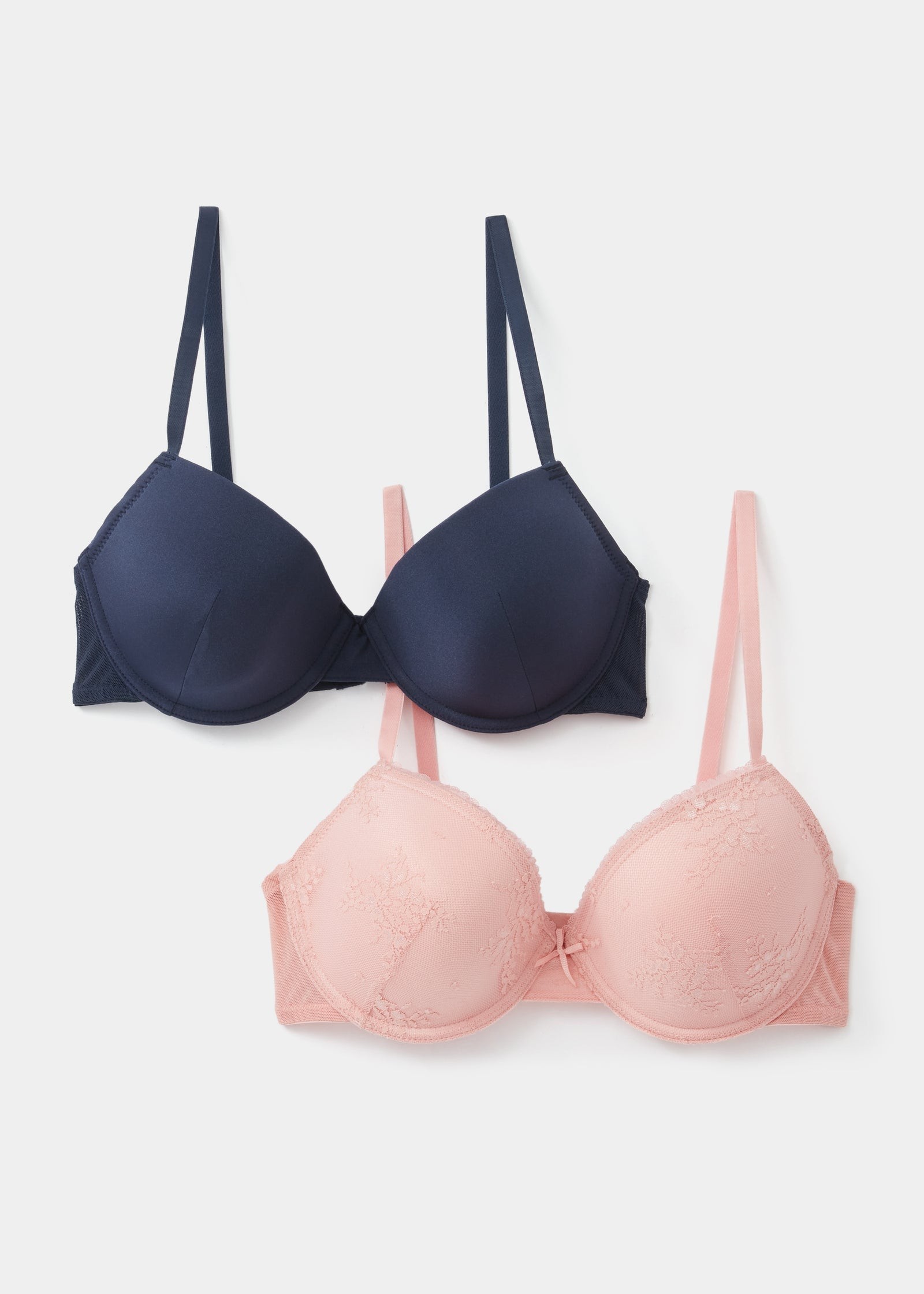 Buy 2 Pack Non-Wired Ribbed Lace Bras - Pink - 34D - Bfab Jordan
