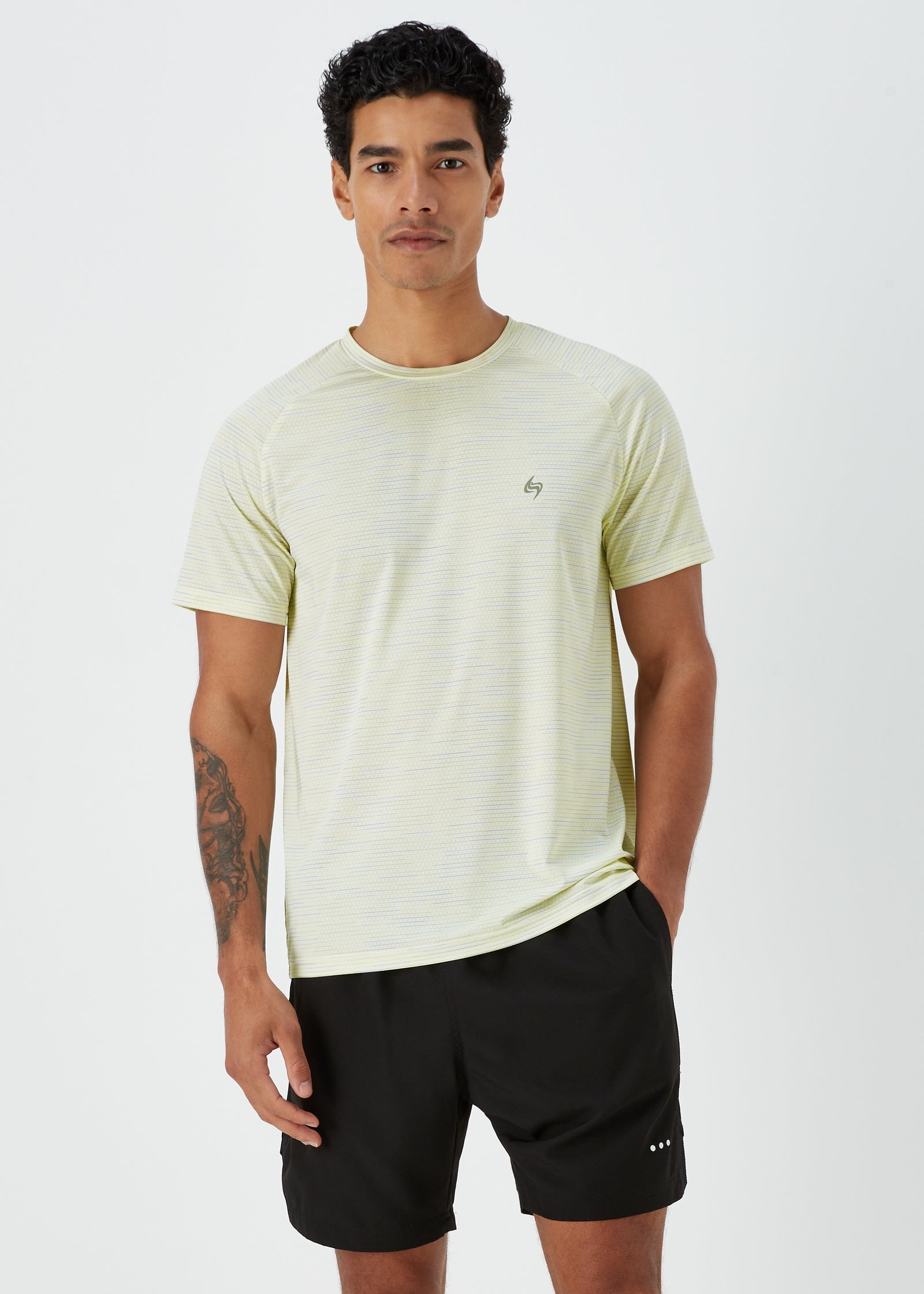 Souluxe White Linear Stripe Sports T-Shirt