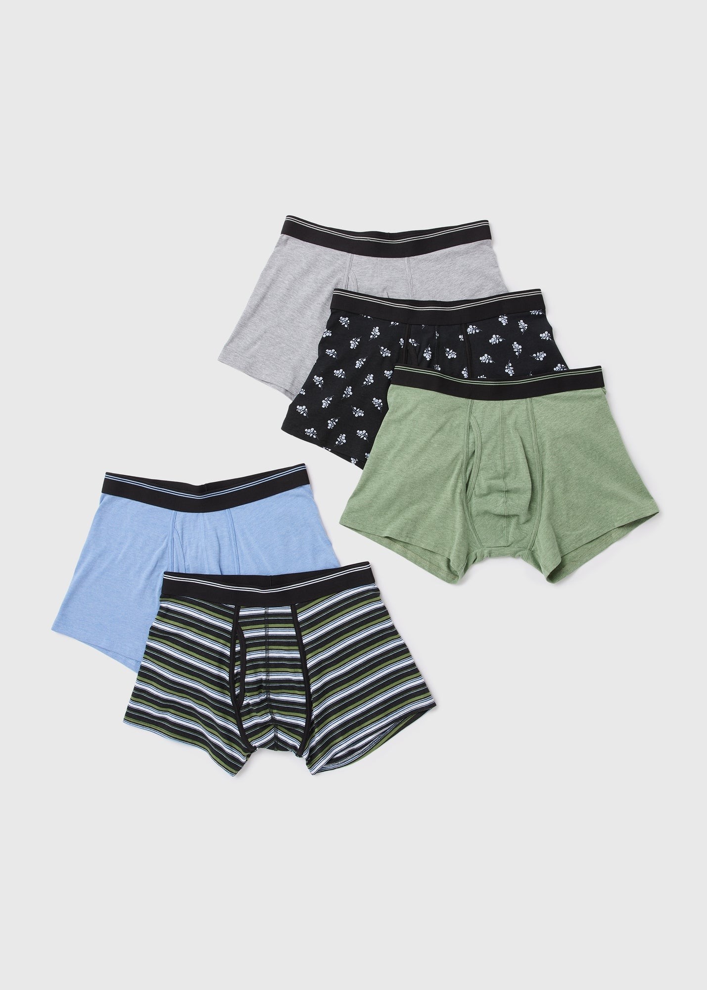 5 Pack Multicoloured Plain & Print Loose Fit Boxers - Matalan