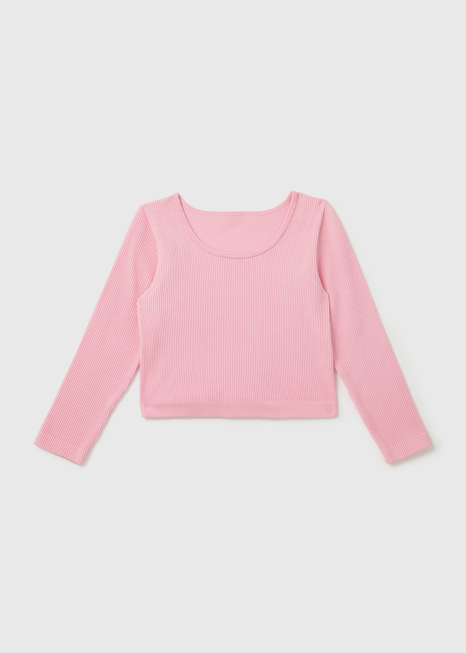 Buy Pink Seamless Long-Sleeve Crop Top online in Dubai