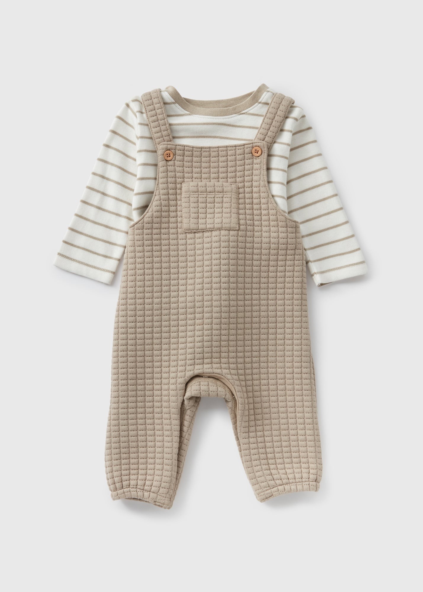Buy Baby Beige Stripe Top & Quilted Dungaree Set Starting at Just 9.9 BHD from bfab Bahrain