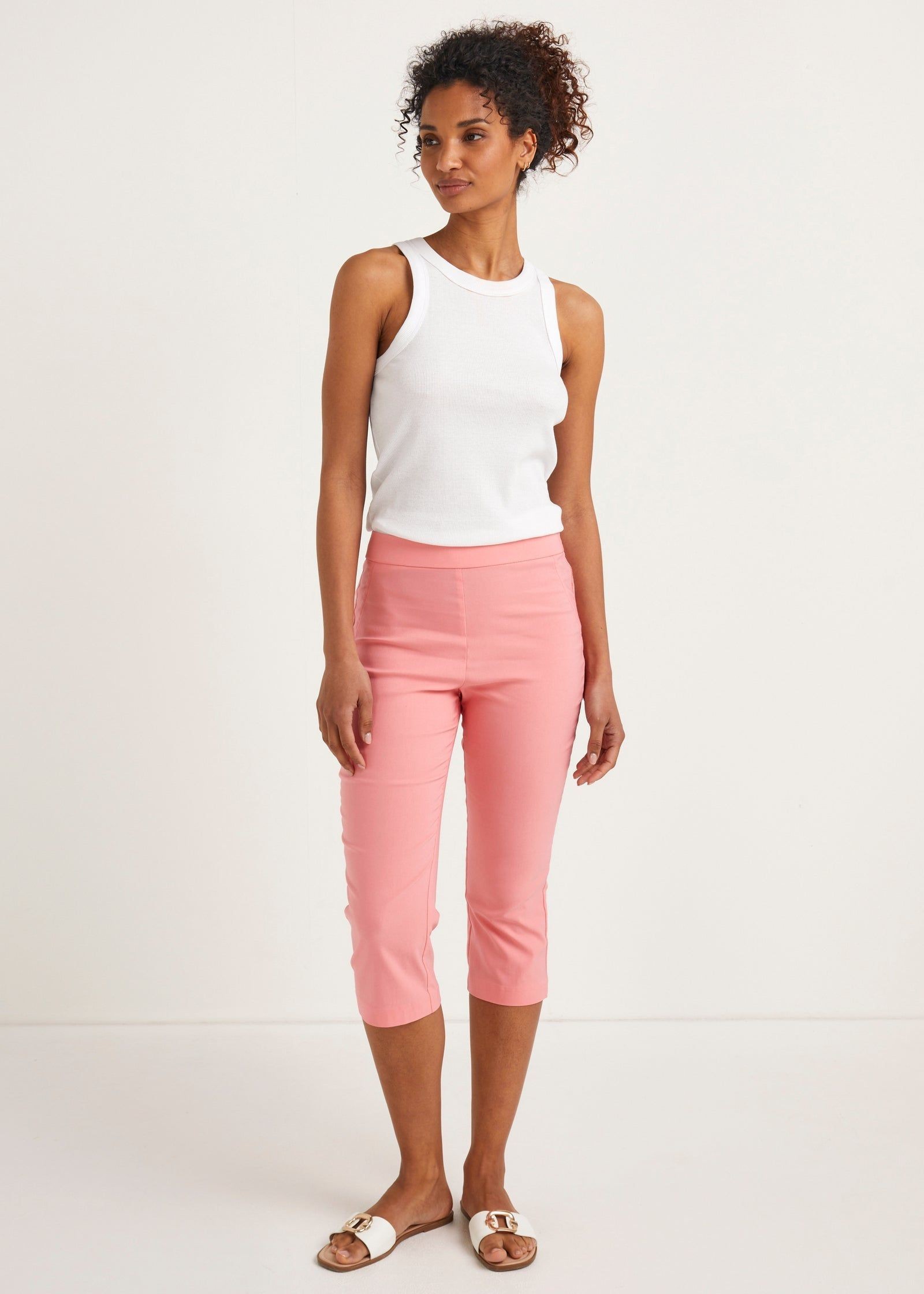 Buy Pink Bengaline Cropped Trousers in Jordan - bfab