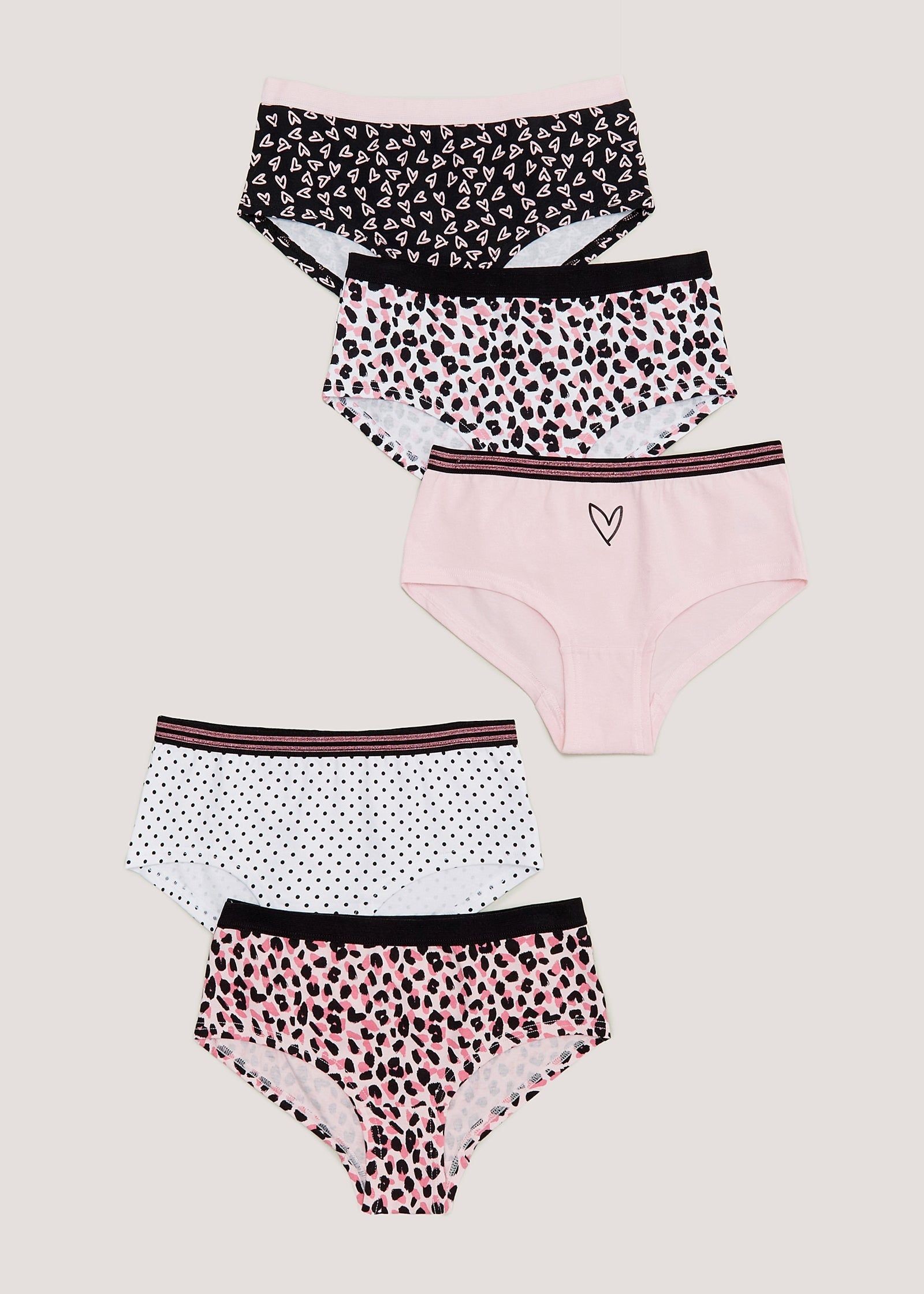 Buy Matalan Girls 5 Pack Heart Hipster Short Knickers (6-13yrs) in
