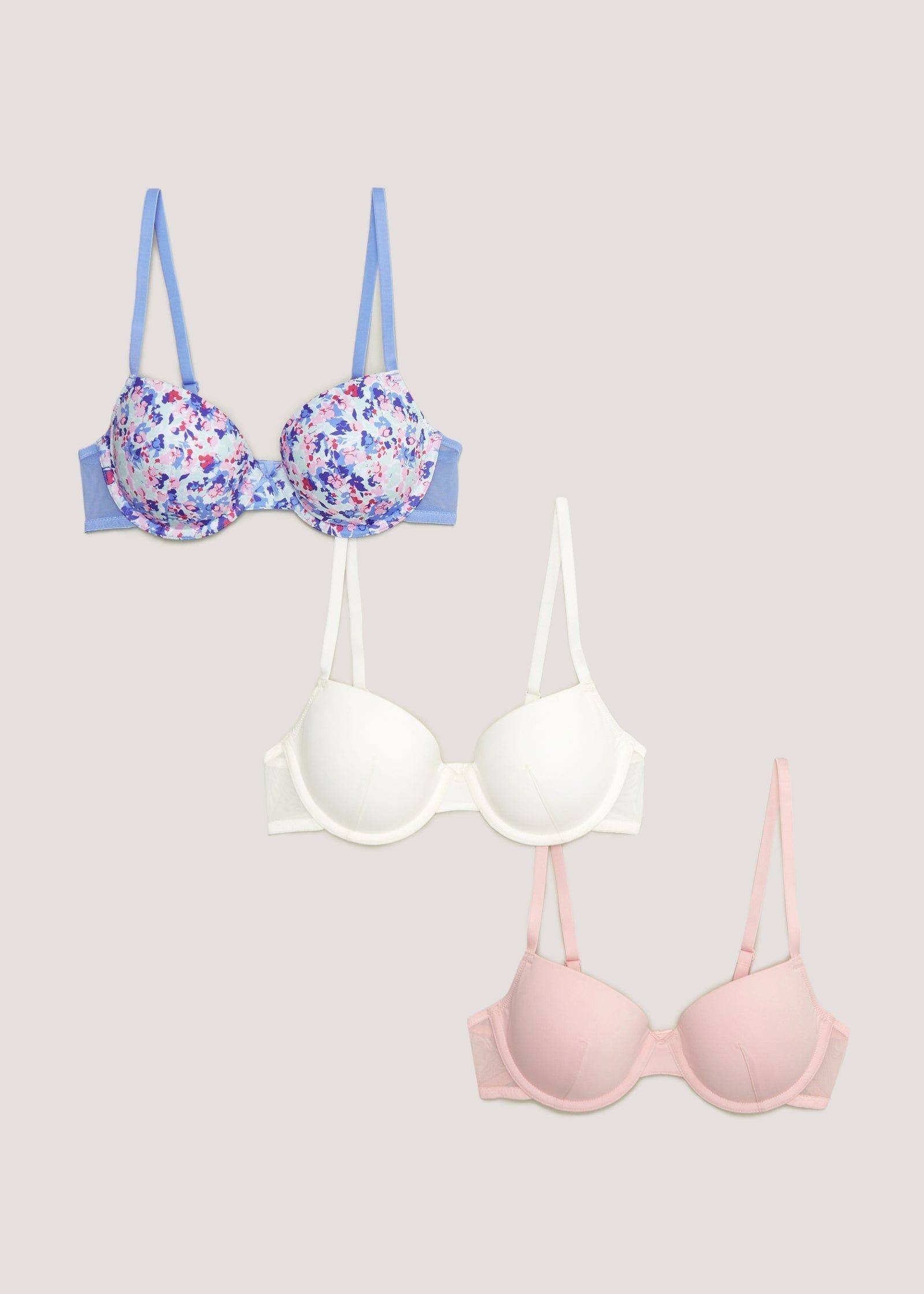 Buy 3 Pack T-Shirt Bras - Blue - 42B Online in Oman from Matalan