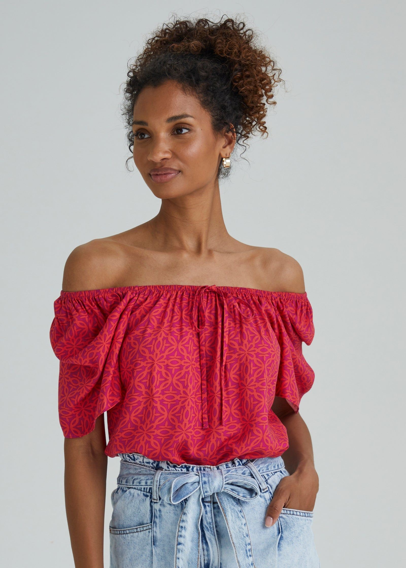 Et Vous Red Lace Trim Cami Top