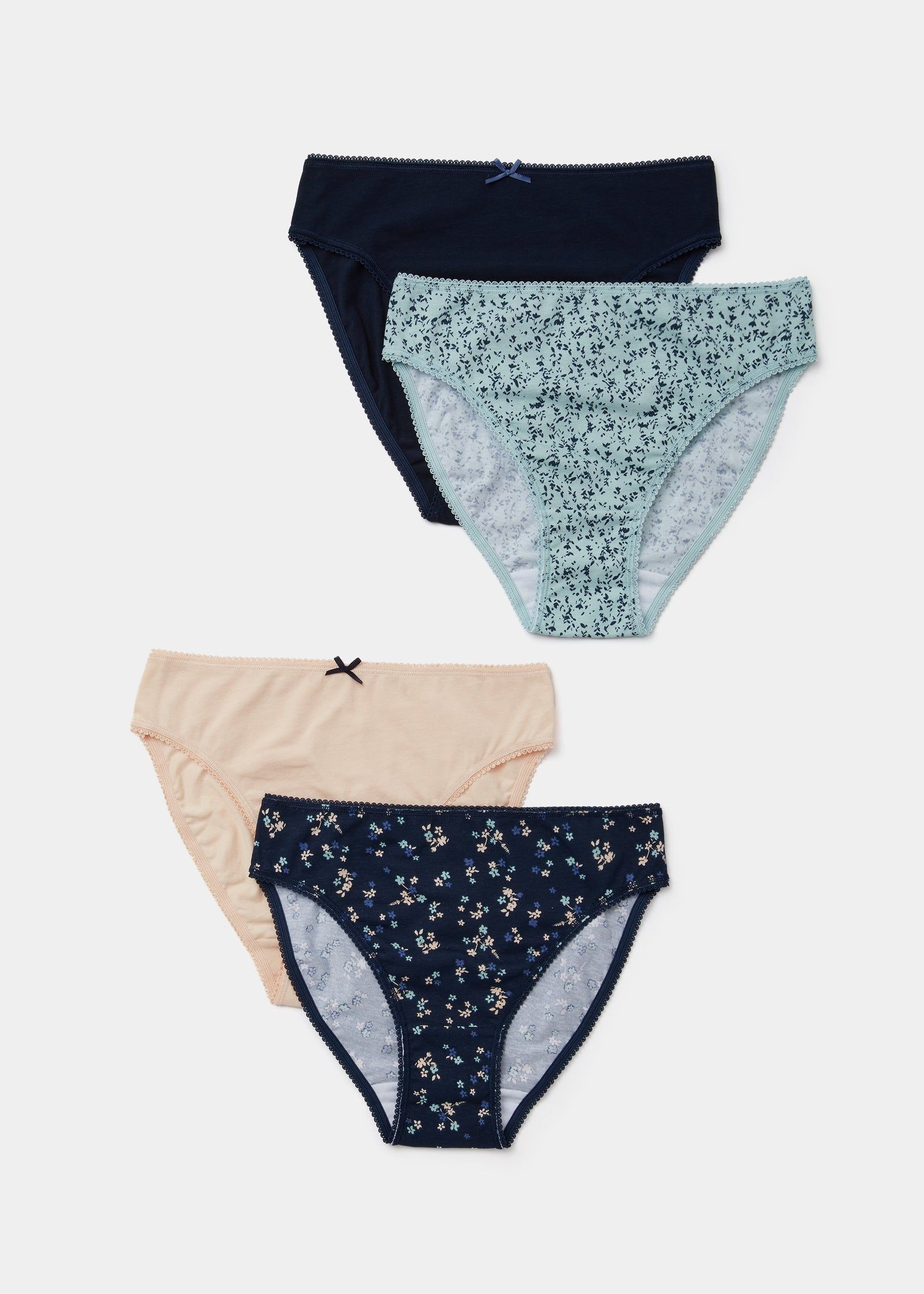 Buy 4 Pack Blue Floral Print High Leg Knickers Online in UAE from Matalan