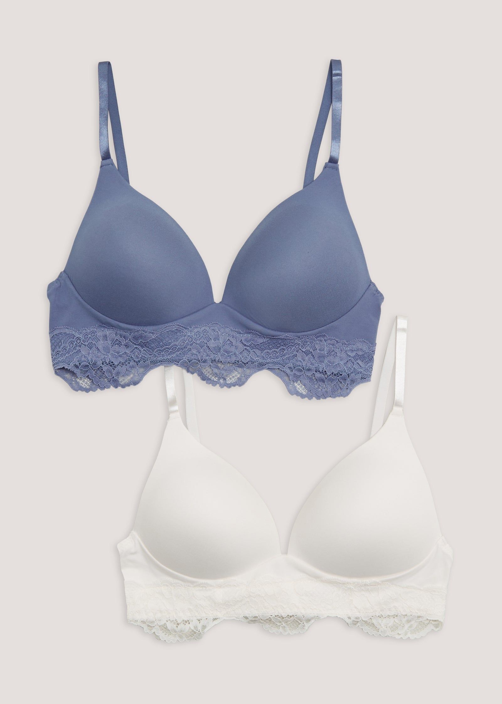Shop Padded Non-Wired Plunge Bra with Adjustable Straps and Lace Detail  Online