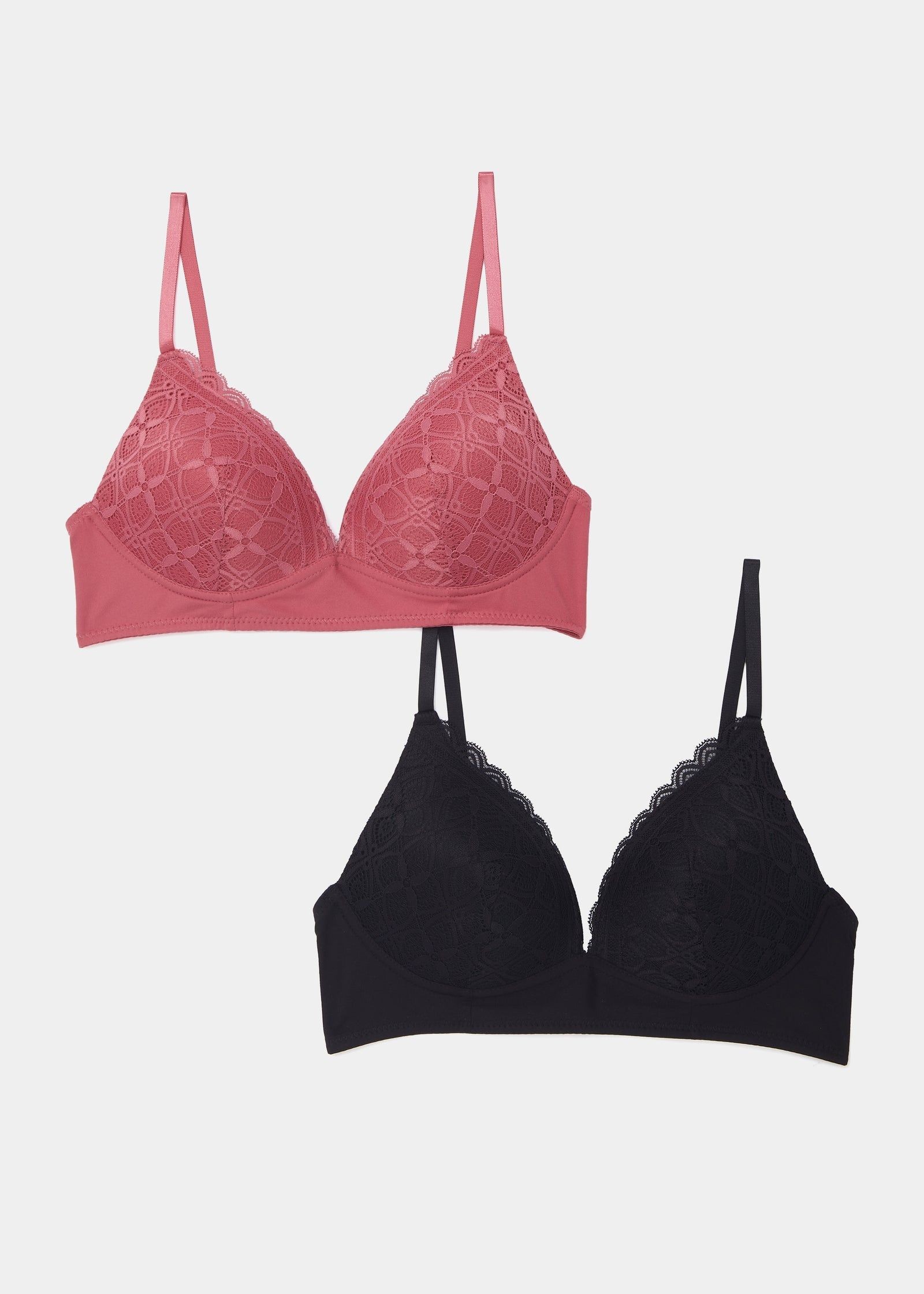 Buy 2 Pack Non Wired Lace Padded Bralettes Online in UAE from Matalan