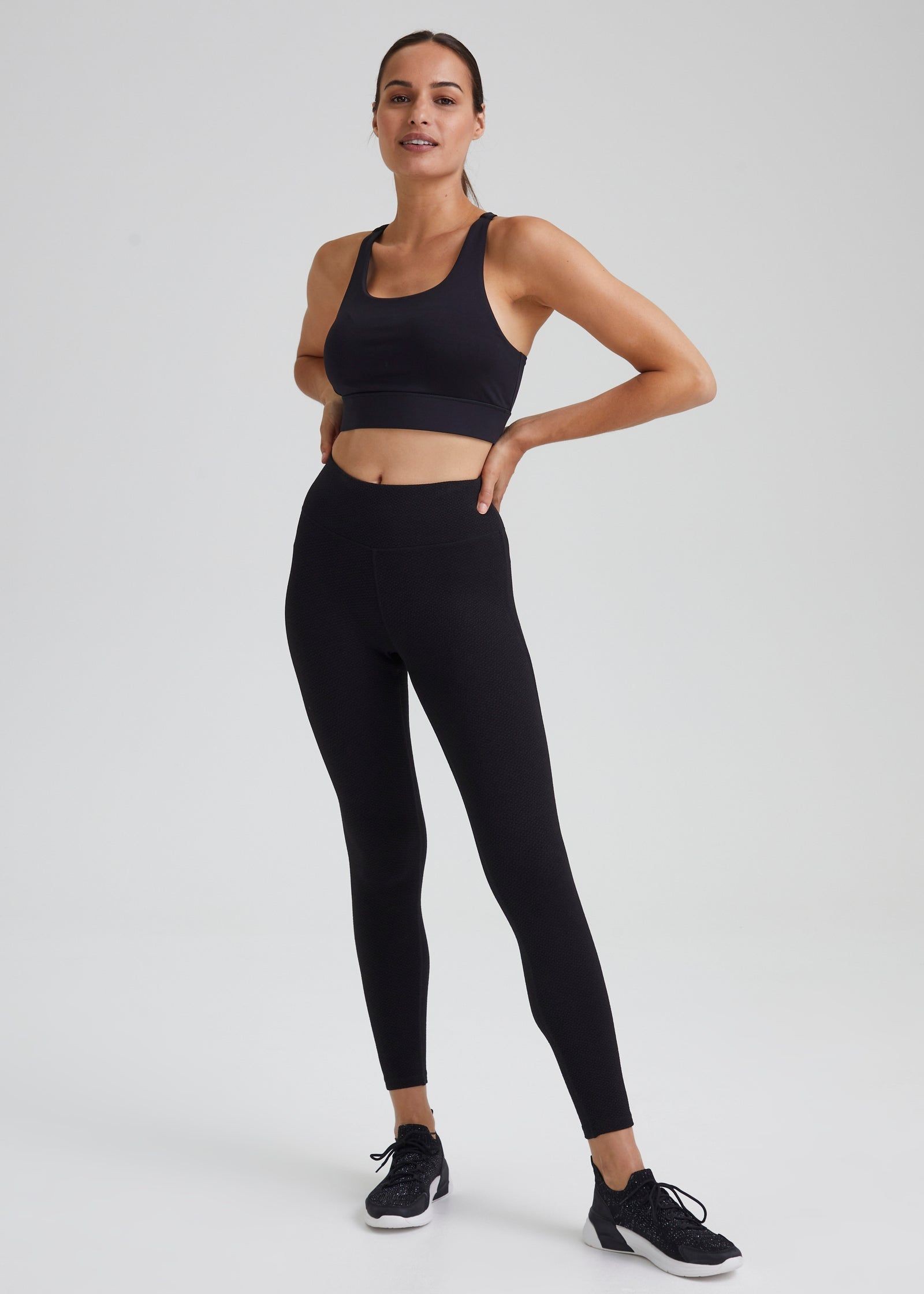 Souluxe Black Ruched Textured Sports Leggings