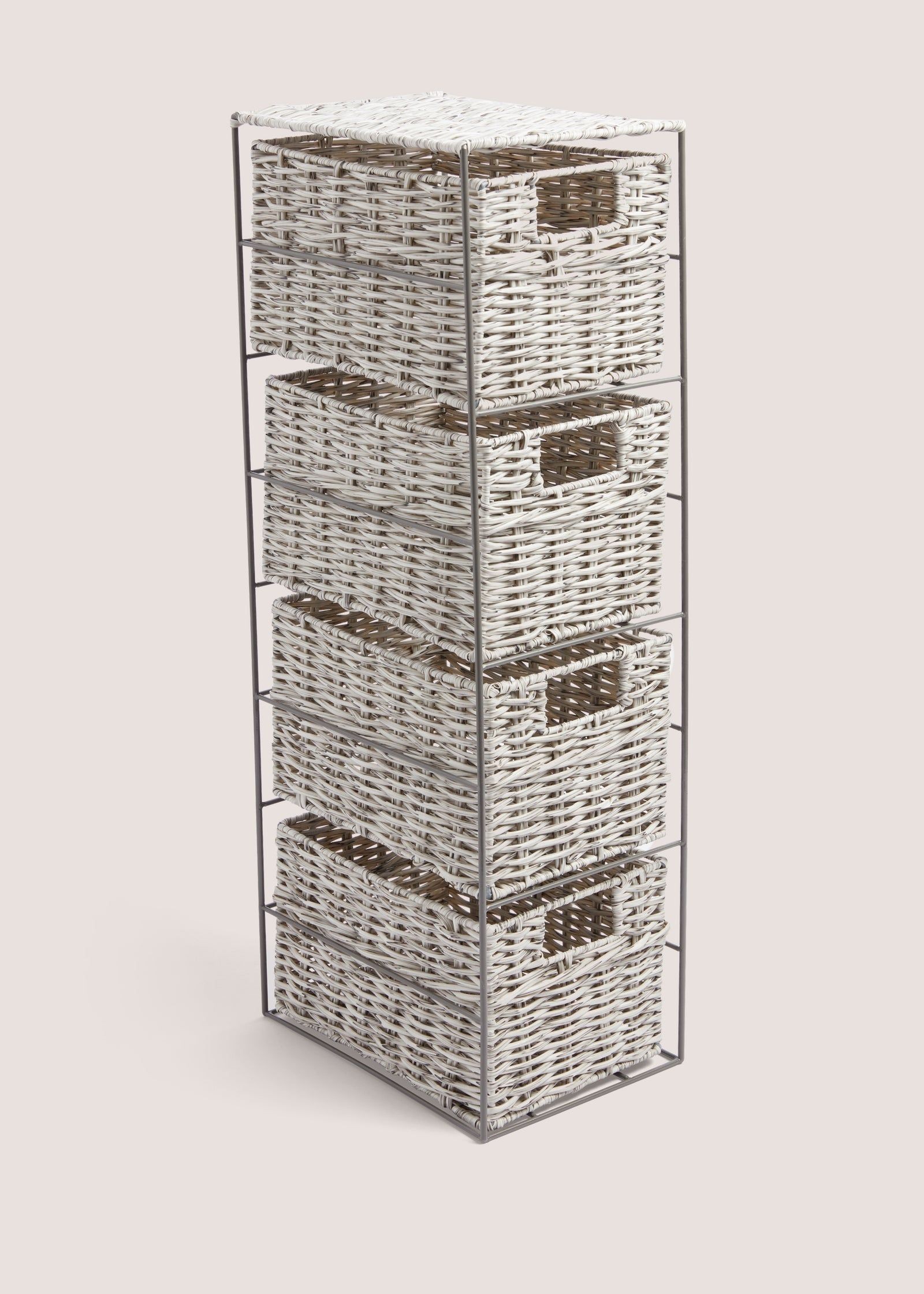 Grey Bamboo Rim Slim Laundry Basket (50cm x 45cm x 26cm) - Matalan