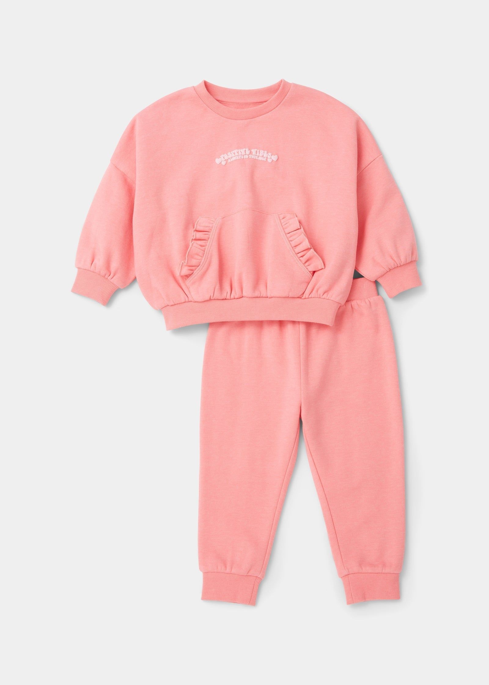 Buy Girls Pink Positive Vibes Sweatshirt & Joggers Set (9mths-6yrs)