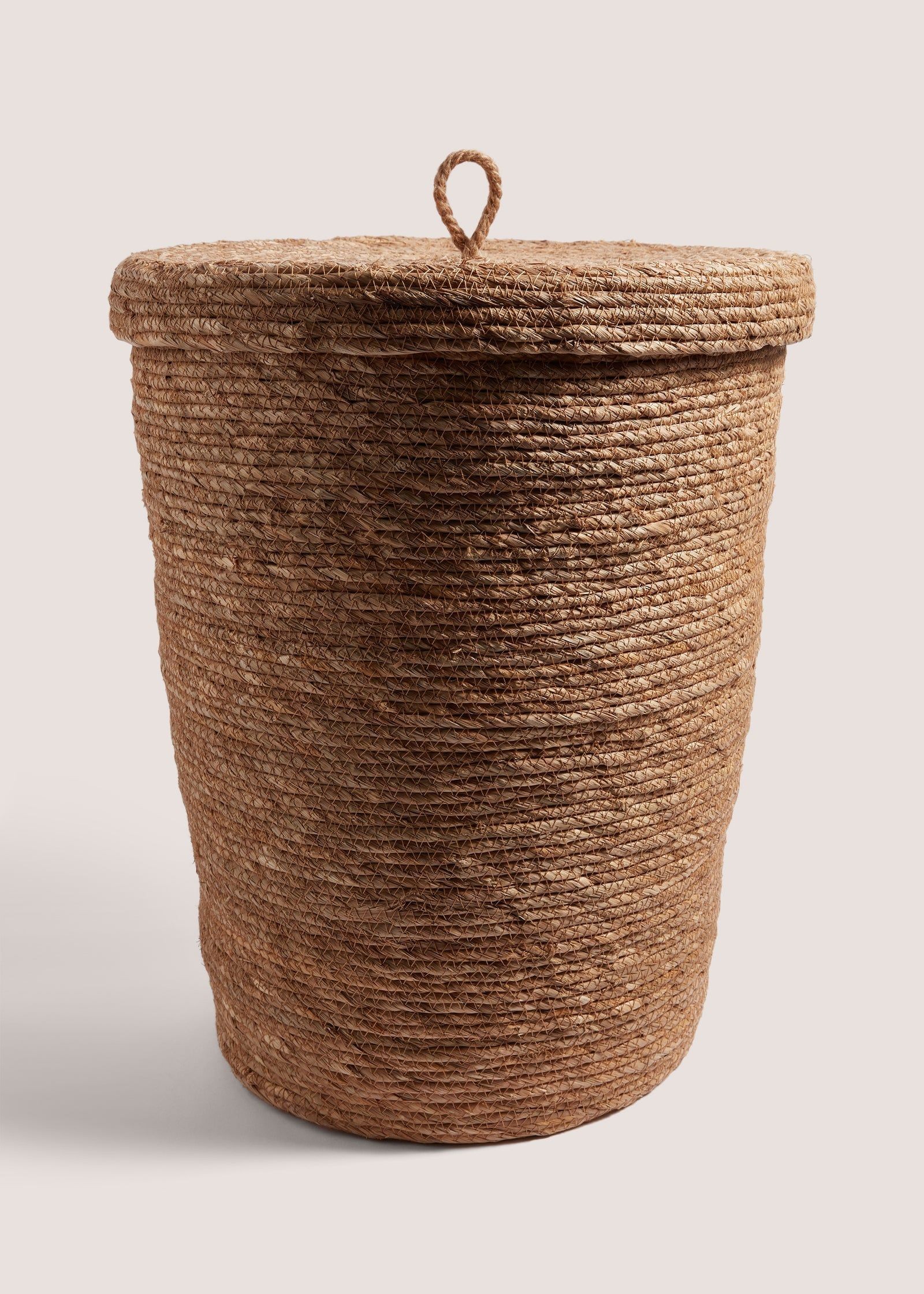 Grey Bamboo Rim Slim Laundry Basket (50cm x 45cm x 26cm) - Matalan