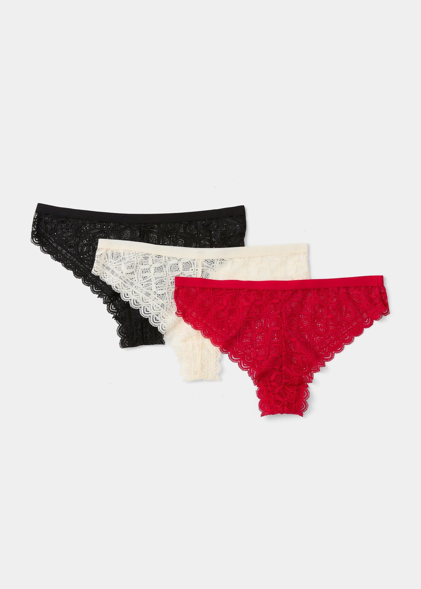 Buy three Pack Lace Brazilian Knickers Online in Oman from Matalan