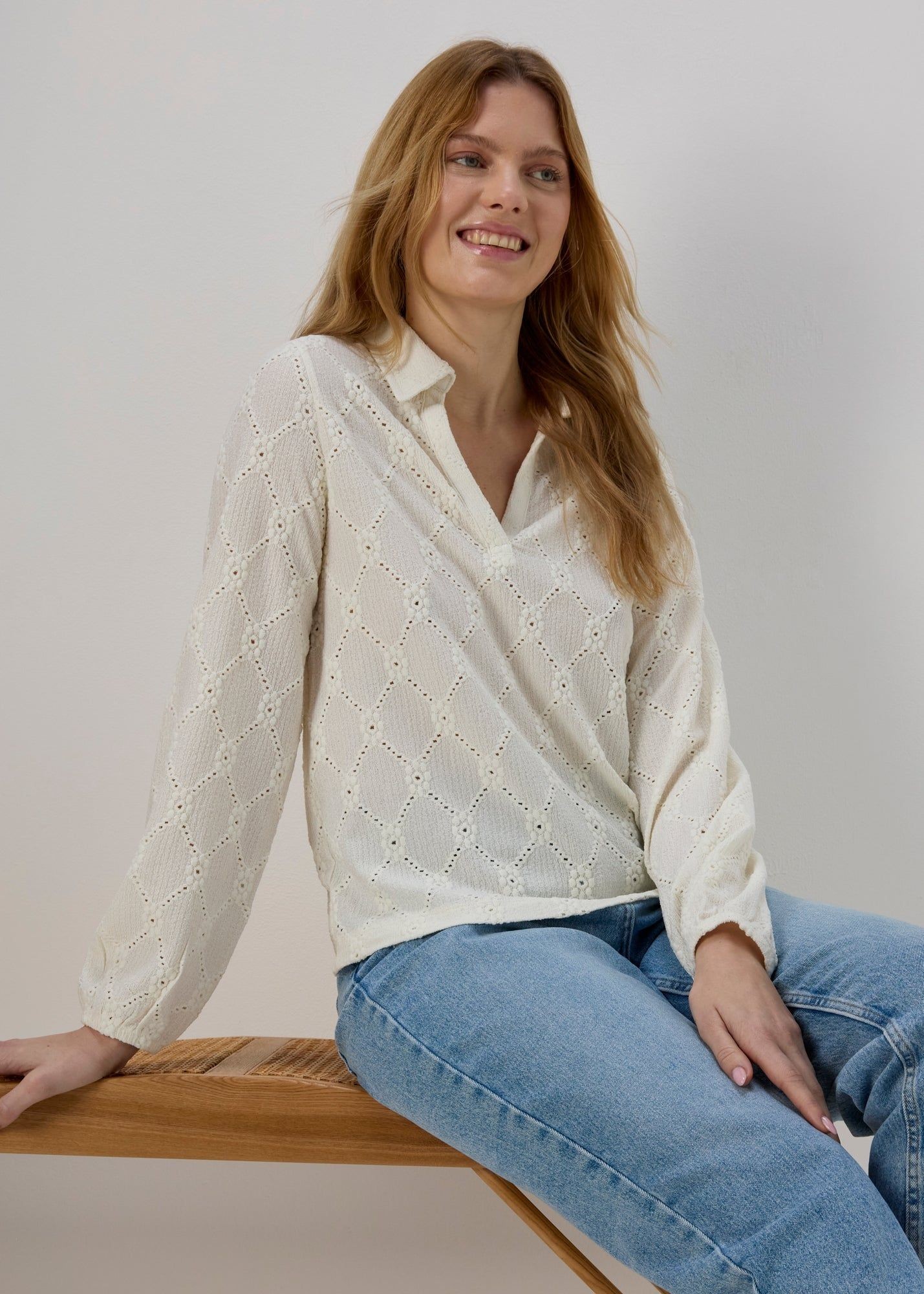 Ivory Lace Shirt - Matalan