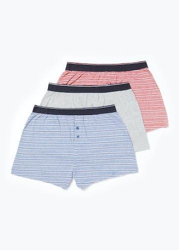 3 Pack Loose Fit Boxers - Navy/Red - XL