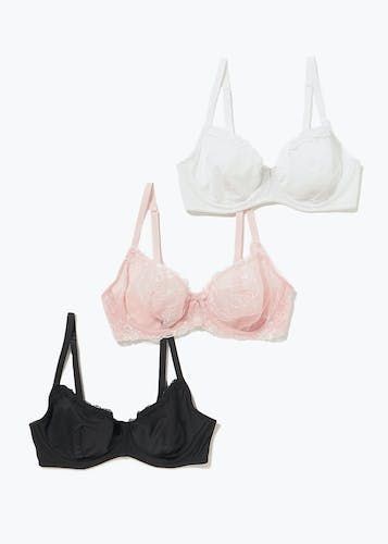 Buy 3 Pack Embroidered Bras - Pink - 40D in Oman - bfab