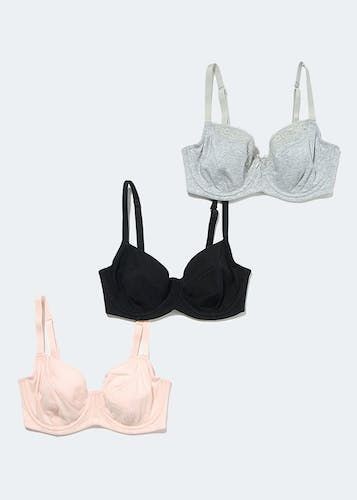 Buy 3 Pack DD+ Non Padded Underwired Bras - Grey - 42DD Online in Bahrain  from Matalan