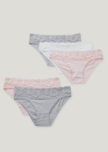 5 Pack Lace Trim Full Knickers