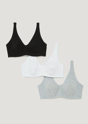 Buy 3 Pack DD+ Non Padded Underwired Bras - Black/White - 38DD Online in  Oman from Matalan