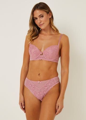 Buy Pink Floral Lace High Leg Knickers in KSA - bfab