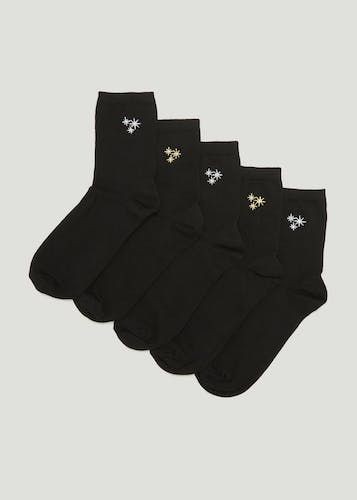3 Pack Black Marvel Print Embroidered Socks - Matalan