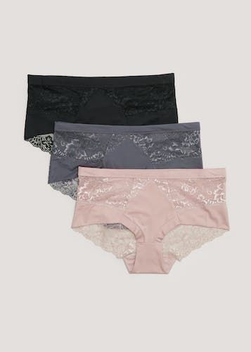 Buy 3 Pack Lace Brushed Midi Knickers in UAE - bfab