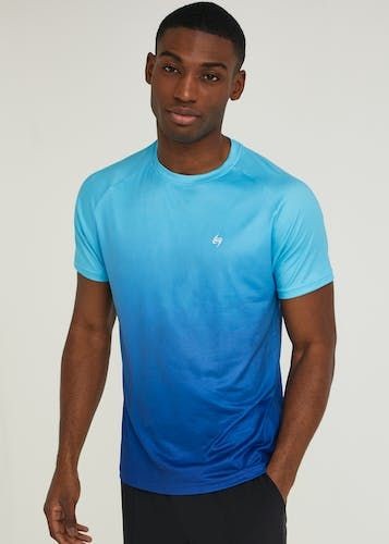 Buy Souluxe Blue Ombre Print Sports T-Shirt - Blue - XXL in Qatar - bfab