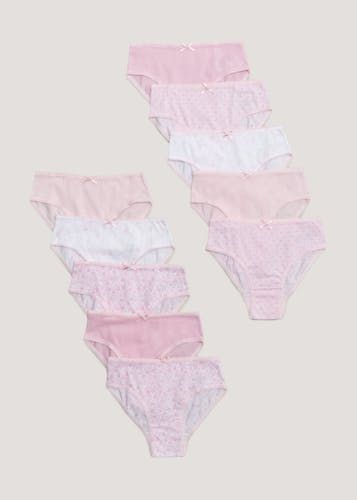 Buy Girls 10 Pack Pink Heart Print Knickers (2-13yrs) in Bahrain