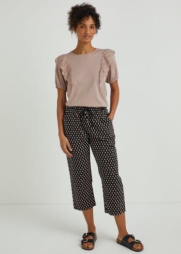 Stone Linen Blend Cropped Trousers - Matalan