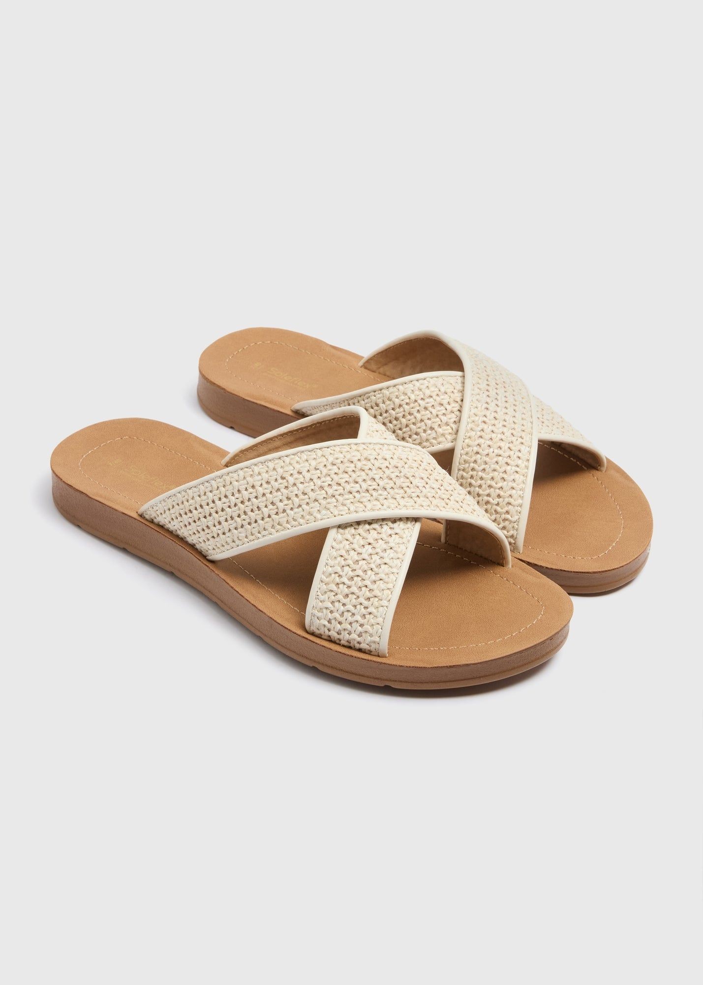 Buy Matalan Soleflex Raffia Cross Strap Slider Sandals Starting at Just 99 QAR from bfab Qatar