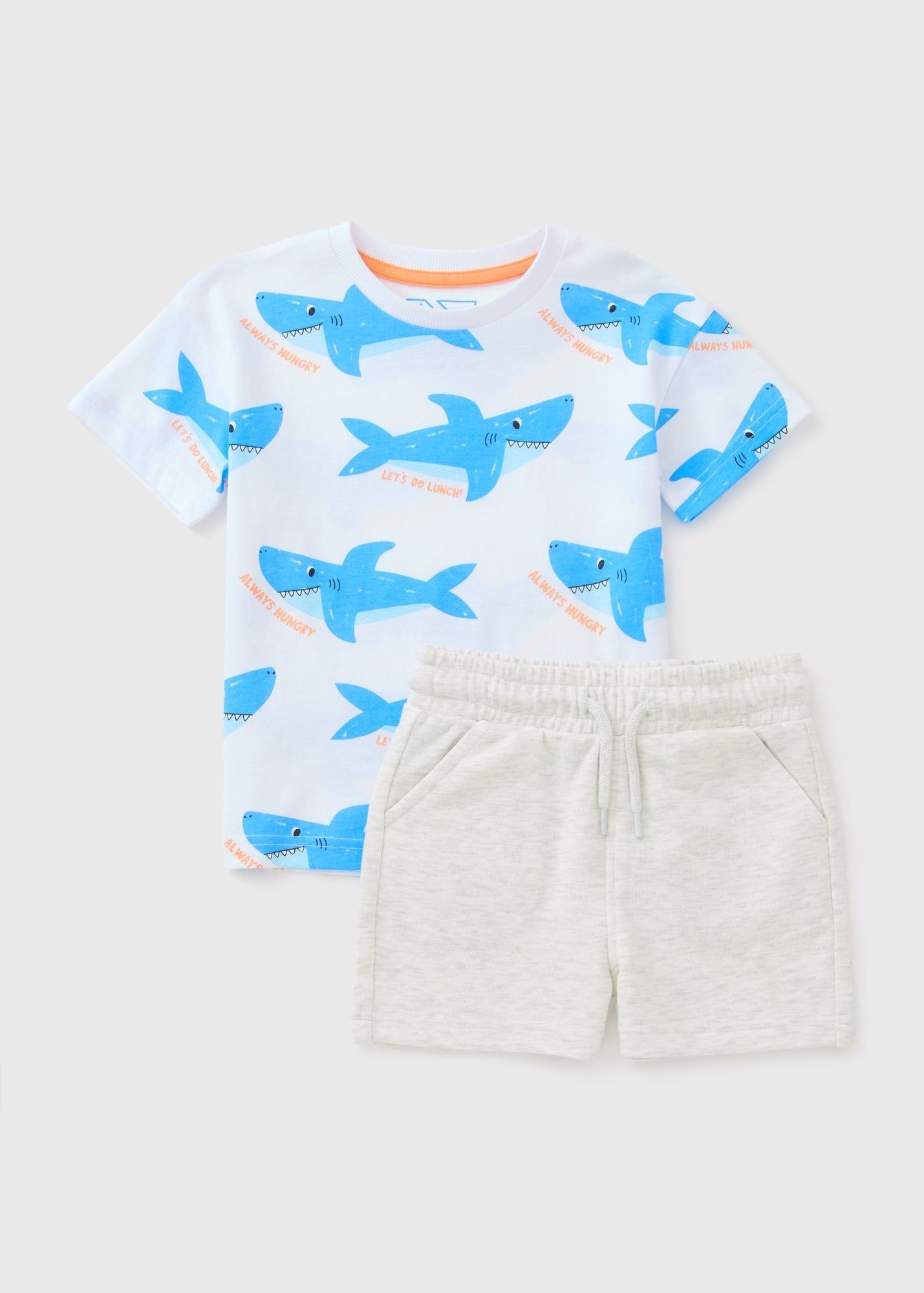 Buy Boys Shark Top Shorts Set-White-6 Y Online in Oman from