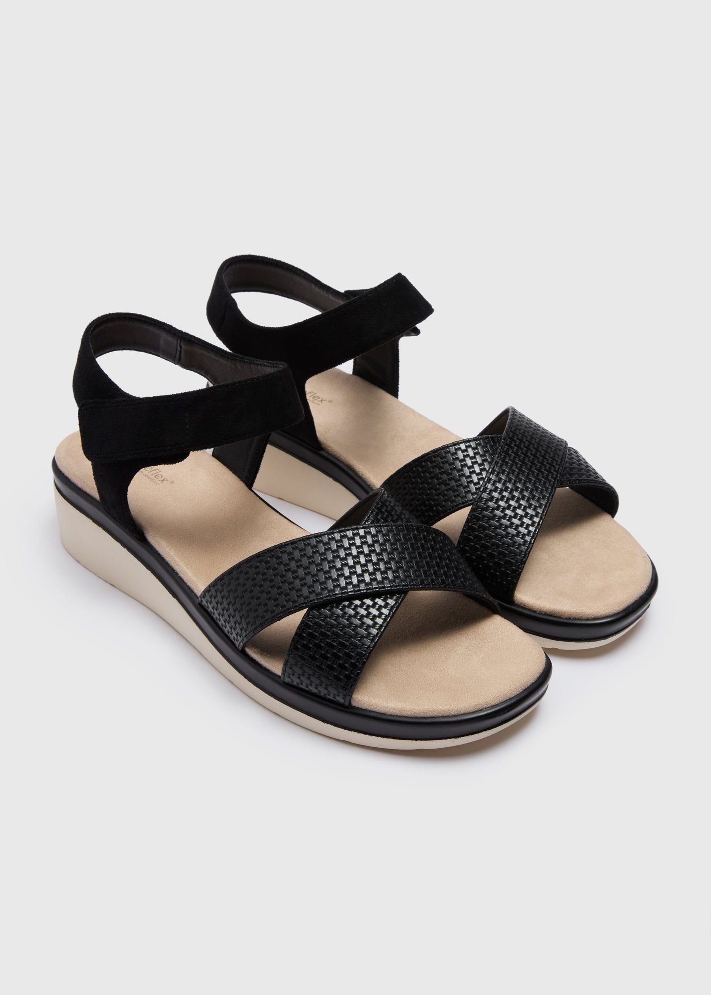 Buy Soleflex Textured Wedge Sandals-Black-8 Online in Oman from
