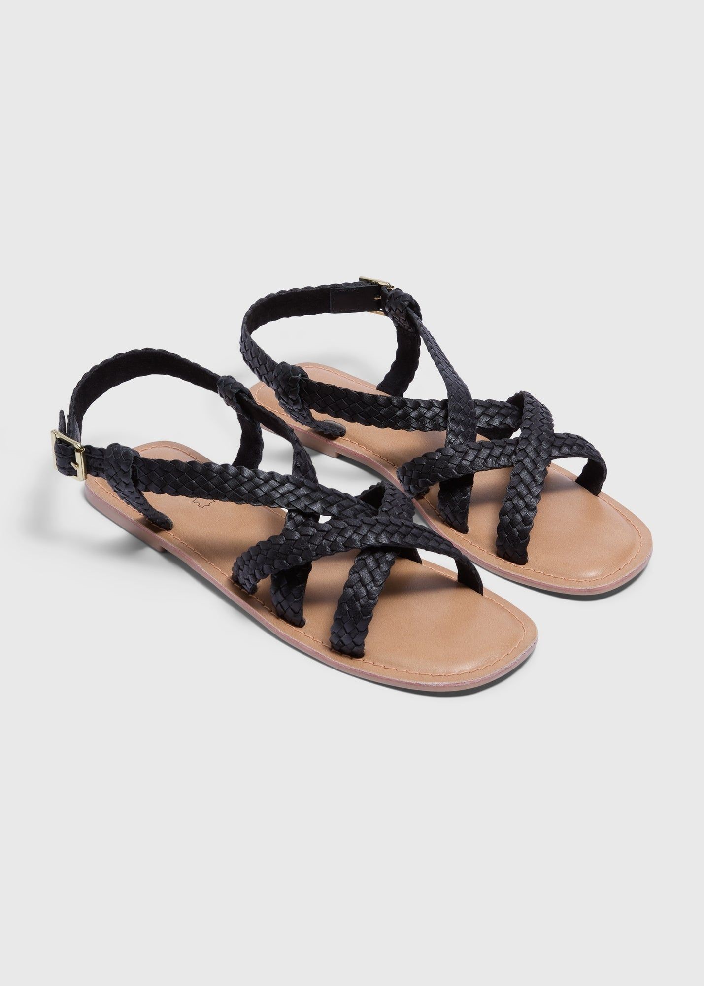 Buy Leather Gladiator Sandals-Black-6 Online in Oman bfab