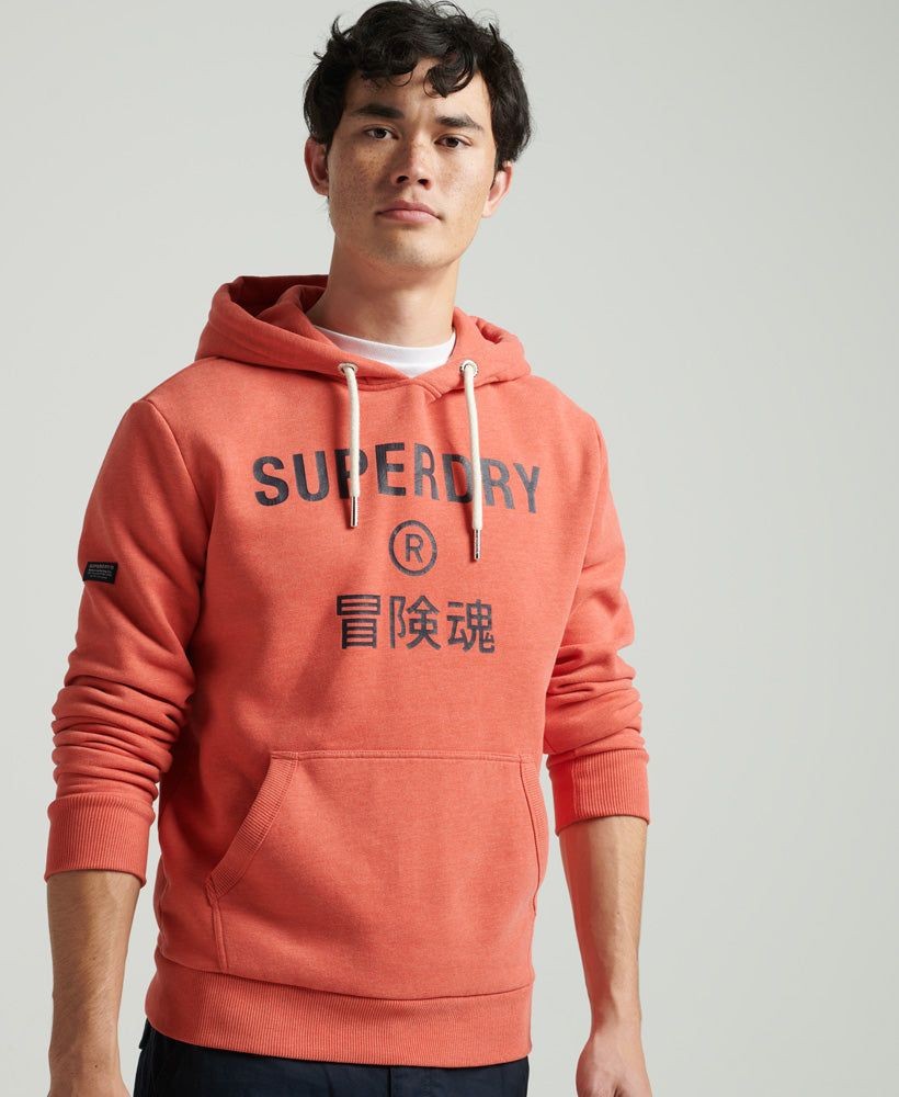 SuperDry Corporation Logo Marl Hoodie - Mens