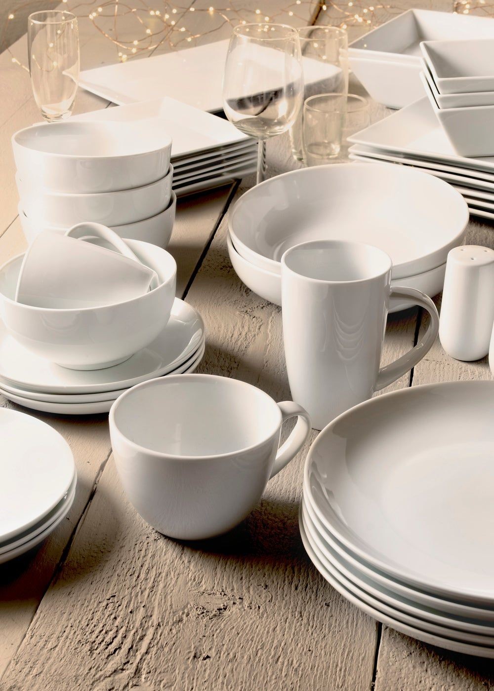 Buy 12 Piece Chicago Square Dinner Set White-White-Homeware Online