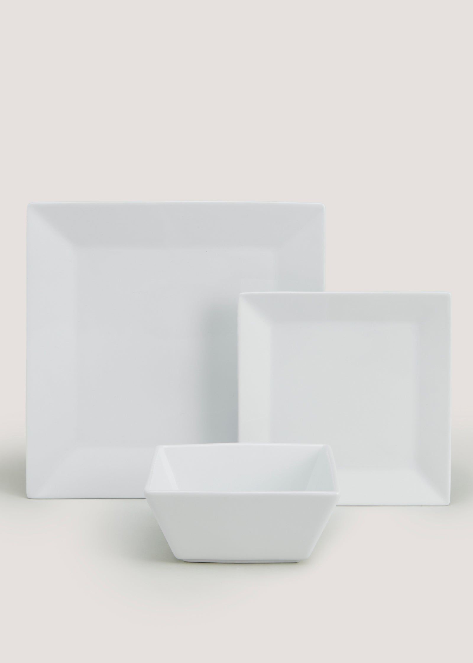 Buy 12 Piece Chicago Square Dinner Set White-White-Homeware Online
