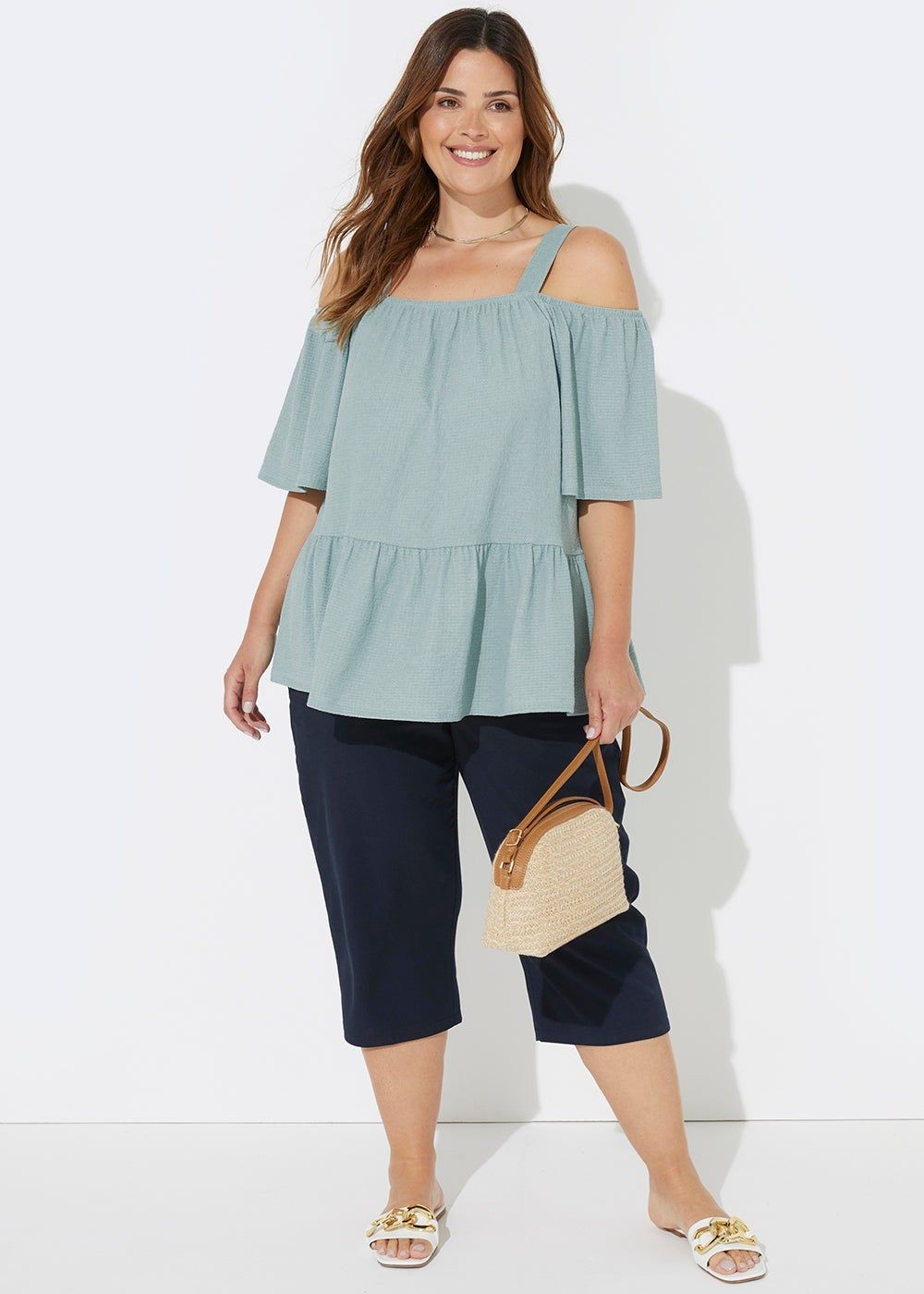 Buy Papaya Curve Mint Textured Bardot Top Mint 20 Online in