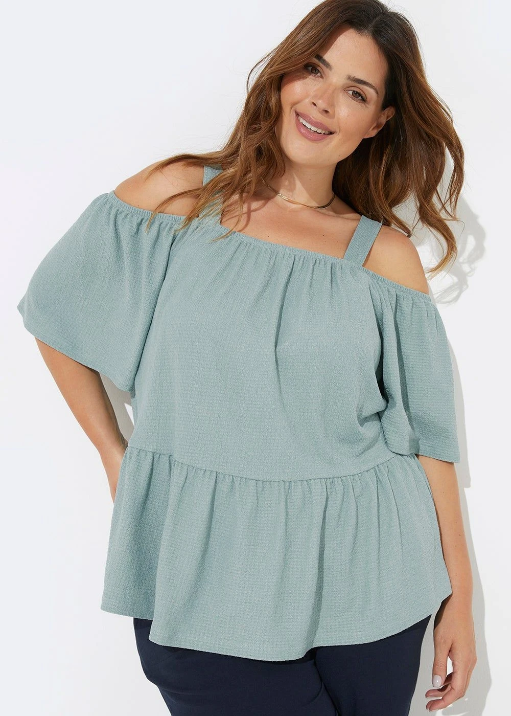 Buy Papaya Curve Mint Textured Bardot Top Online in UAE from Matalan