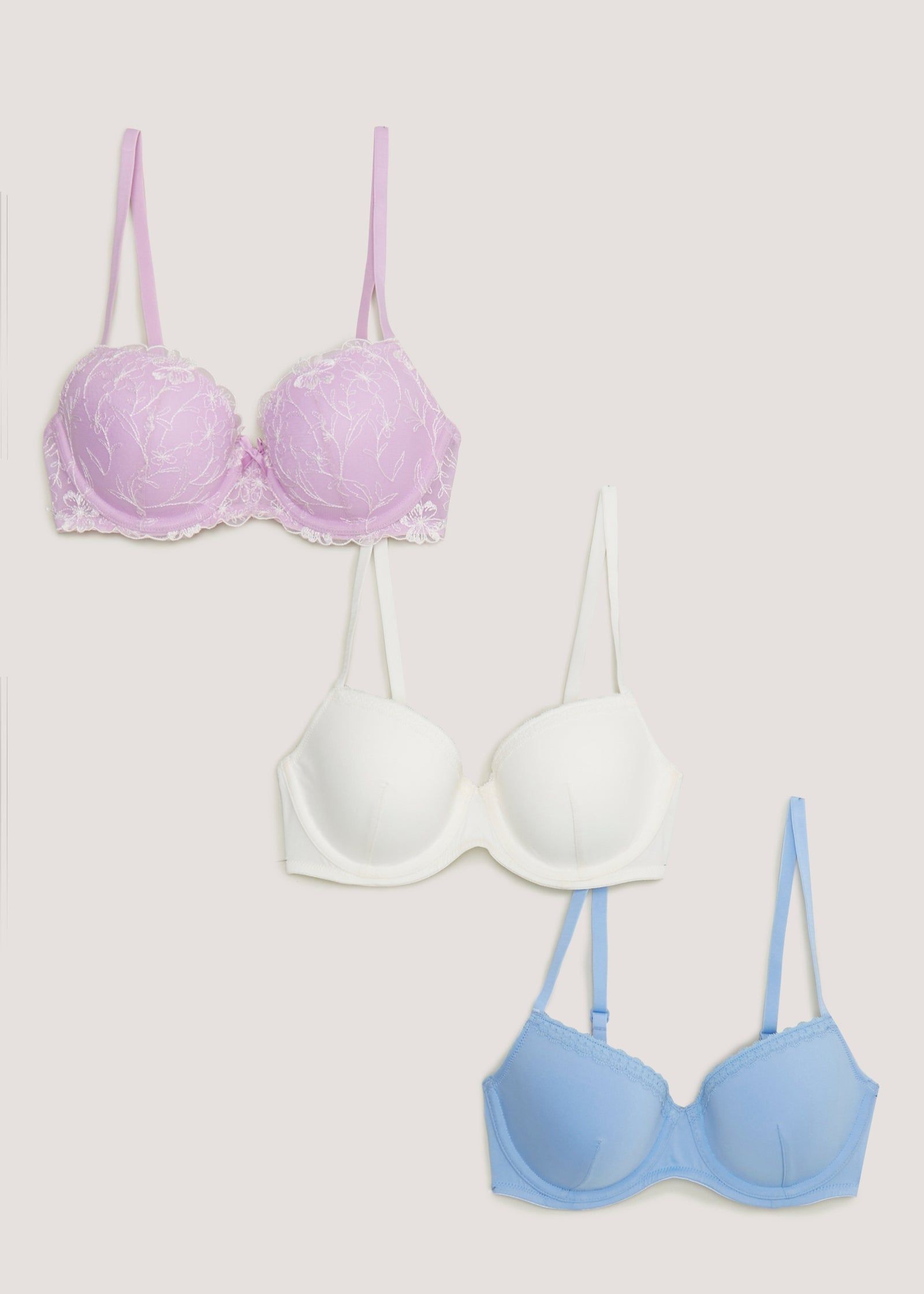 Buy 3 Pack Lilac Embroidered Bras - Lilac - 40B - Bfab Oman