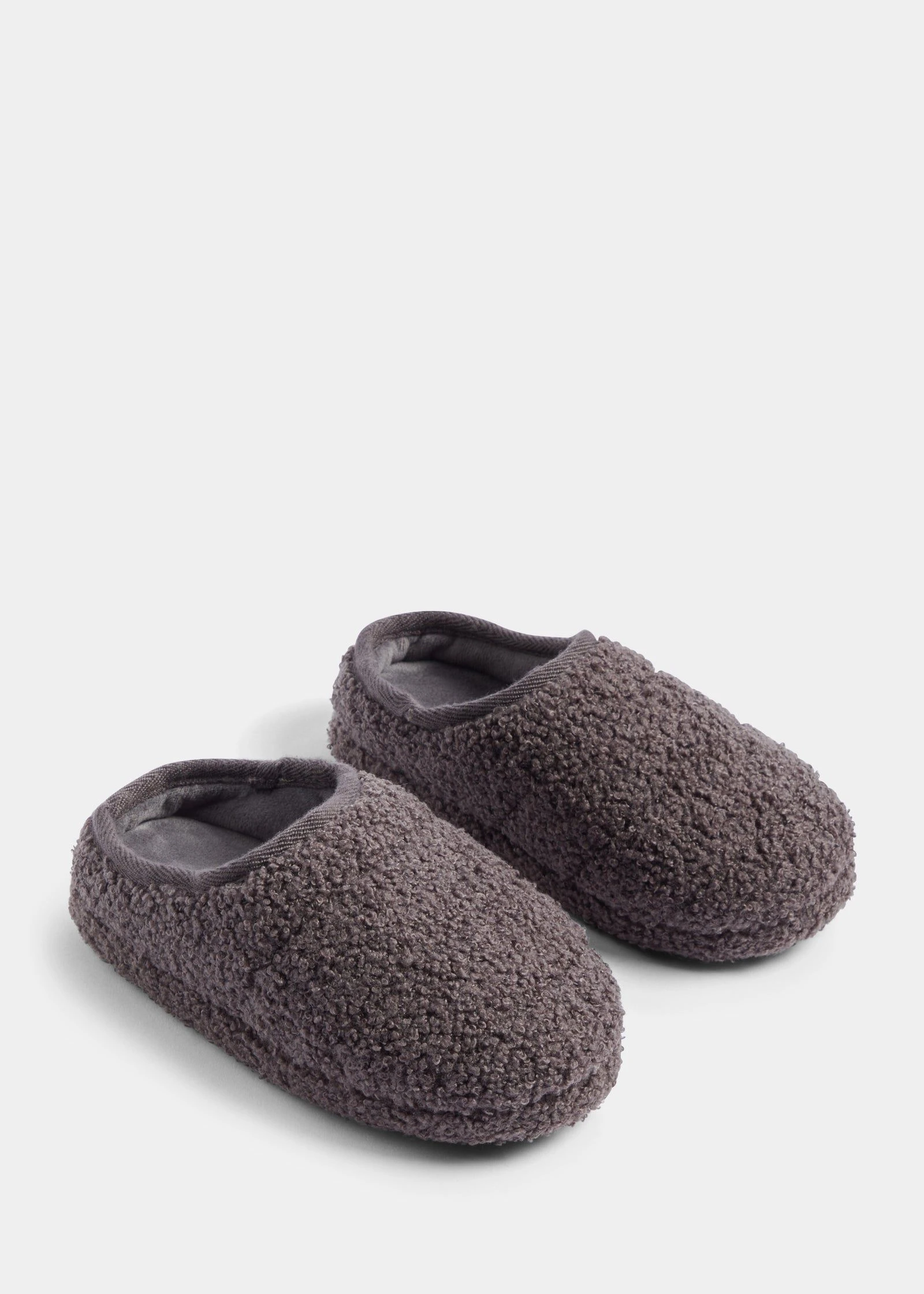 Buy Boys Grey Quilted Borg Mule Slippers (Younger 10-Older