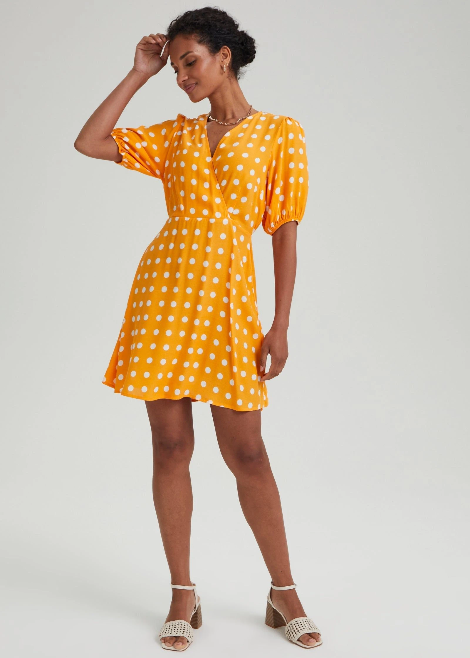 matalan orange dress Roman Orange Textured Frill Midi Dress - 20
