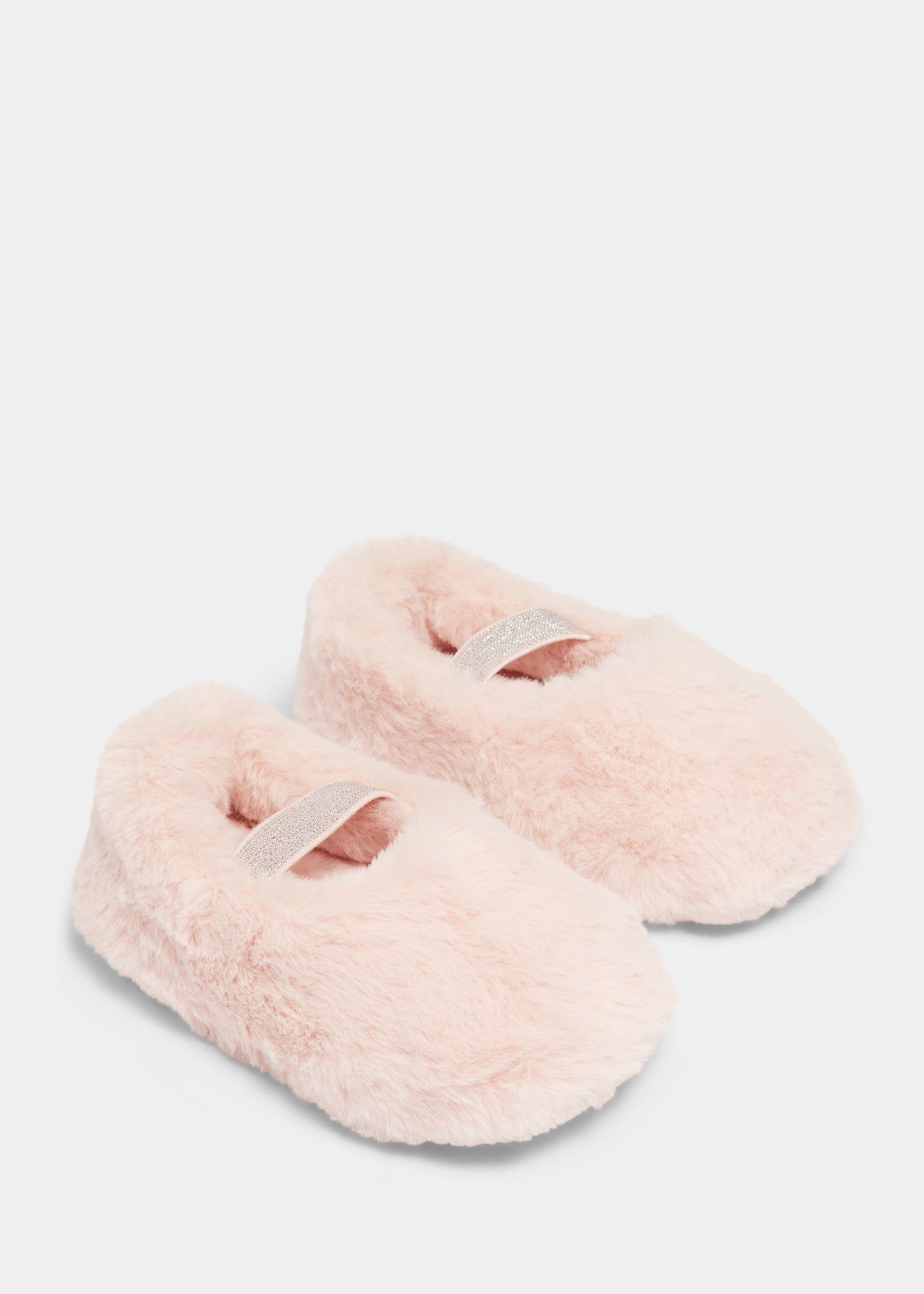 Buy Girls Pink Faux Fur Ballet Slippers (Younger 4-12)-Pink-8
