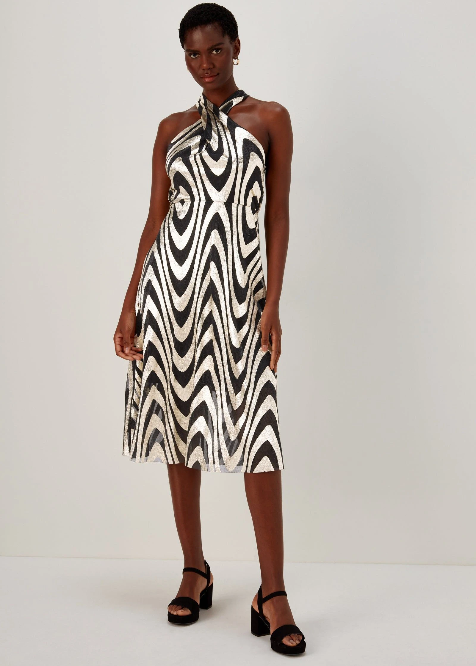 Buy Et Vous Black & Gold Metallic Midi Dress-Black/Gold-12 Online in Saudi Arabia - bfab Buy Et Vous Black & Gold Metallic Midi Dress-Black/Gold-12 Online in Saudi Arabia - bfab