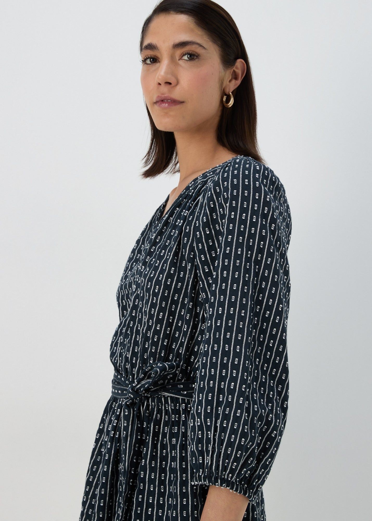 dobby shirt dress Alex Long Shirt Dress Dobby Blue Stripe