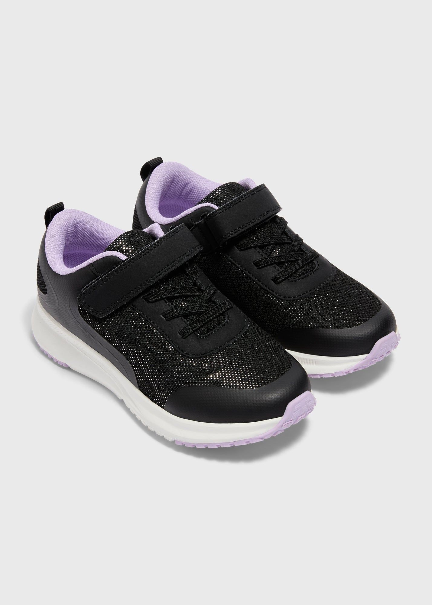 Girls Lacing Trainers Superfit Heaven Zip Lace Black Leather Kids