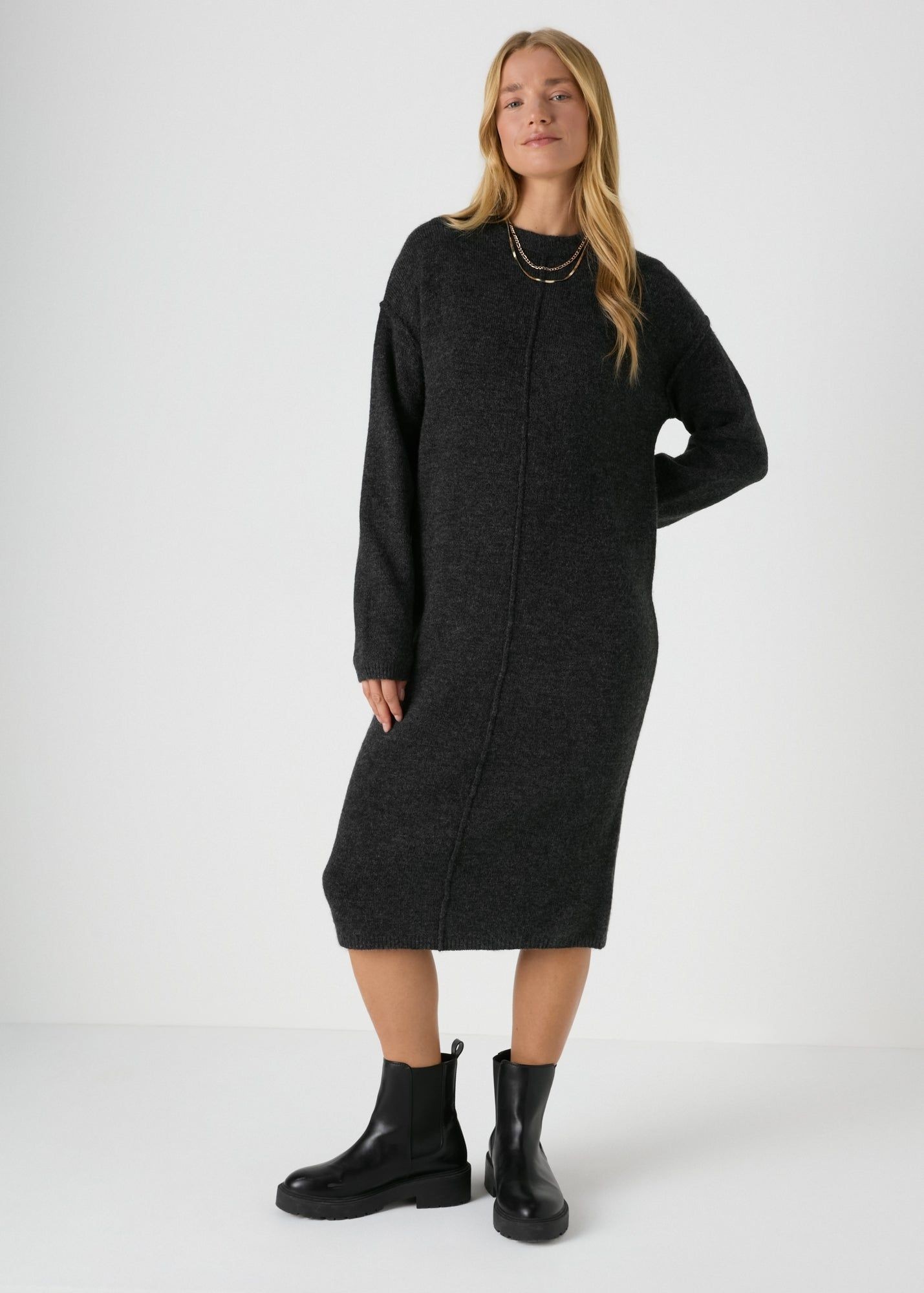 Buy Front Seam Knitted Midi Dress-Charcoal-L Online in Bahrain - bfab Buy Front Seam Knitted Midi Dress-Charcoal-L Online in Bahrain - bfab